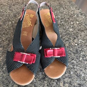 New Rieker Retro Rockabilly wedge peep toe shoes size 8.5